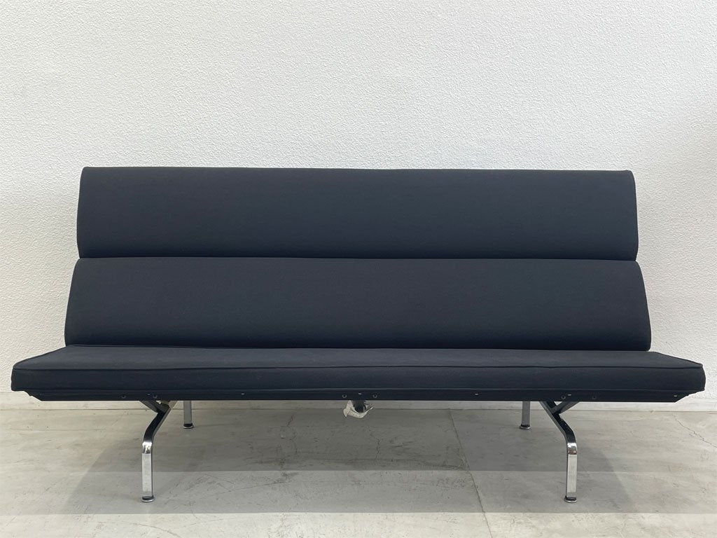 ハーマンミラー Herman Miller イームズ ソファ コンパクト Eames Sofa Compact 3シーターソファ ブラック C&R. イームズ ミッドセンチュリー〓