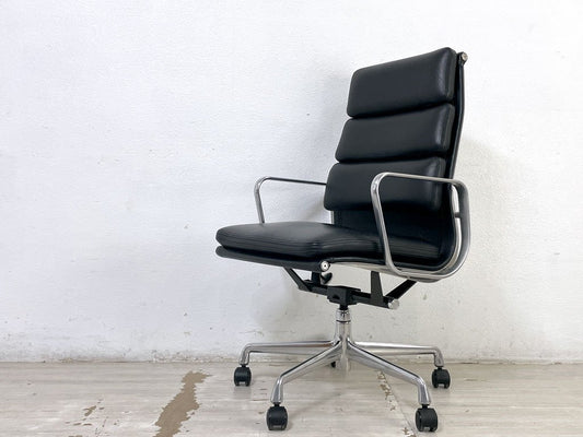 ハーマンミラー HermanMiller イームズ ソフトパッドグループ エグゼクティブ チェア ハイタイプ 5本脚 本革製 デスクチェア C&R Eames ●