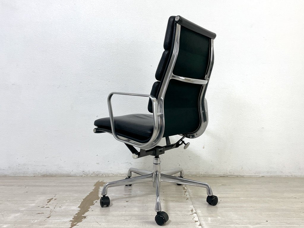 ハーマンミラー HermanMiller イームズ ソフトパッドグループ エグゼクティブ チェア ハイタイプ 5本脚 本革製 デスクチェア C&R Eames ●