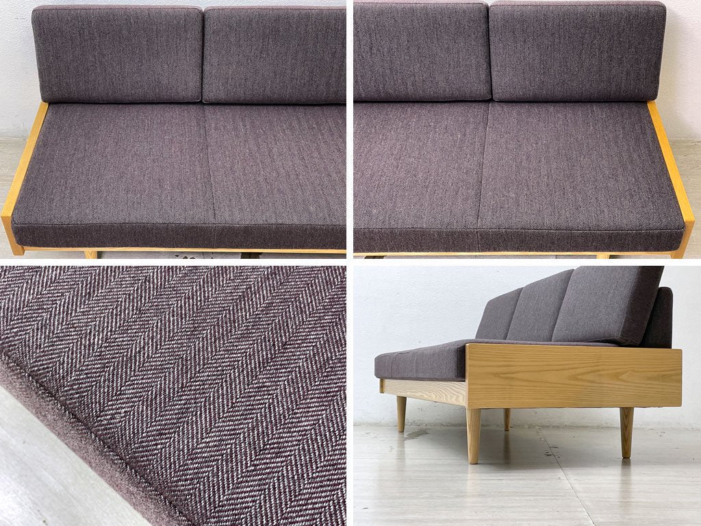 グラフ graf × 相合家具 SOGO adシリーズ デイベッドソファ L DAY BED SOFA ホワイトアッシュ材 ヘリンボーンファブリック パープル 北欧スタイル 定価￥328,900～ ●