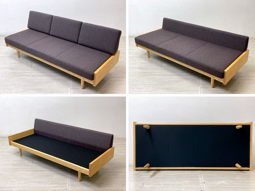 グラフ graf × 相合家具 SOGO adシリーズ デイベッドソファ L DAY BED SOFA ホワイトアッシュ材 ヘリンボーンファブリック パープル 北欧スタイル 定価￥328,900～ ●