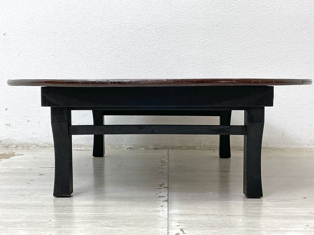 ジャパンビンテージ Japan Vintage 古い木味のちゃぶ台 卓袱台 ローテーブル 円卓 座卓 Φ86.5cm 古家具 昭和レトロ ●