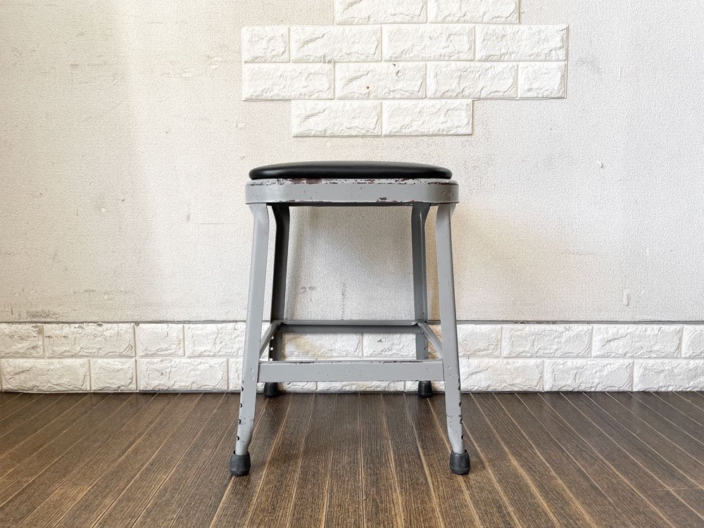 リオン LYON ファクトリースツール FACTORY STOOL Sサイズ グレー クッションシート インダストリアル P.F.S取扱 廃番 ◎