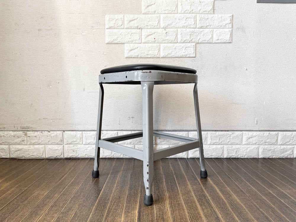 リオン LYON ファクトリースツール FACTORY STOOL Sサイズ グレー クッションシート インダストリアル P.F.S取扱 廃番 ◎