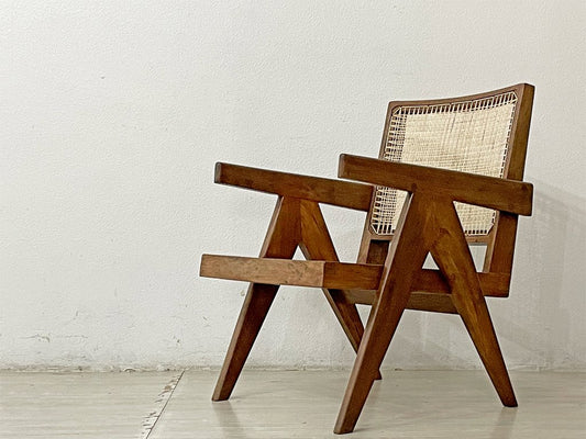 ピエール・ジャンヌレ Pierre Jeanneret イージーチェア Easy Chair チーク無垢材 チャンディーガル レター有 1955-1956 I.B.H.O/Pb/37 ビンテージ ●