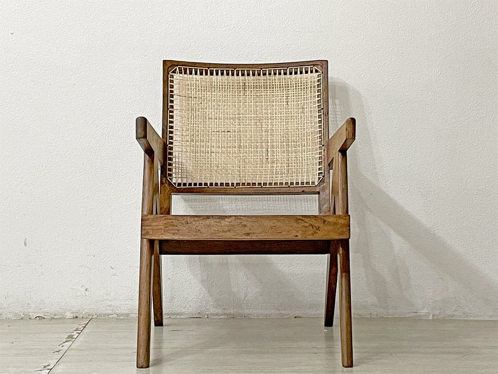 ピエール・ジャンヌレ Pierre Jeanneret イージーチェア Easy Chair チーク無垢材 チャンディーガル レター有 1955-1956 I.B.H.O/Pb/37 ビンテージ ●