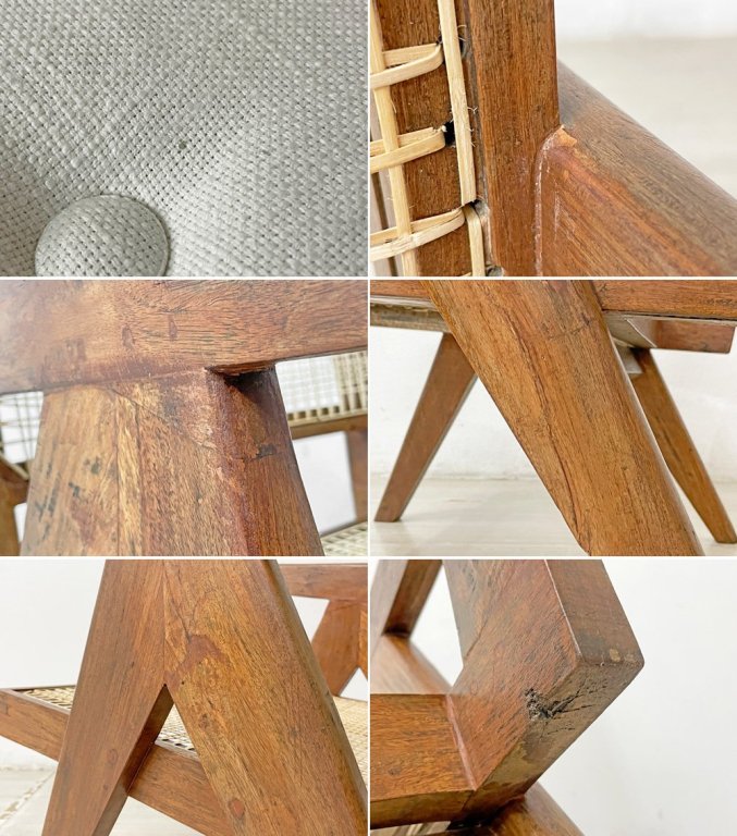 ピエール・ジャンヌレ Pierre Jeanneret イージーチェア Easy Chair チーク無垢材 チャンディーガル レター有 1955-1956 I.B.H.O/Pb/37 ビンテージ ●