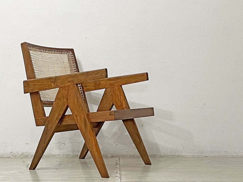 ピエール・ジャンヌレ Pierre Jeanneret イージーチェア Easy Chair チーク無垢材 チャンディーガル レター有 1955-1956 I.B.H.O/Pb/77 ビンテージ ●