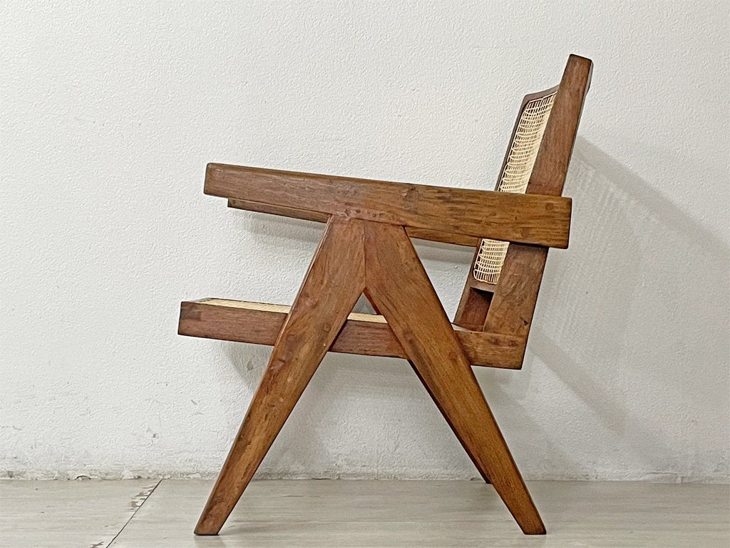 ピエール・ジャンヌレ Pierre Jeanneret イージーチェア Easy Chair チーク無垢材 チャンディーガル レター有 1955-1956 I.B.H.O/Pb/77 ビンテージ ●