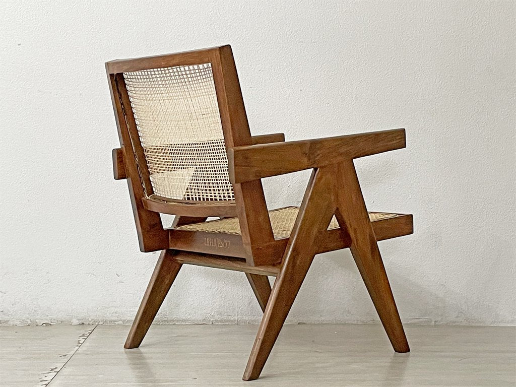 ピエール・ジャンヌレ Pierre Jeanneret イージーチェア Easy Chair チーク無垢材 チャンディーガル レター有 1955-1956 I.B.H.O/Pb/77 ビンテージ ●