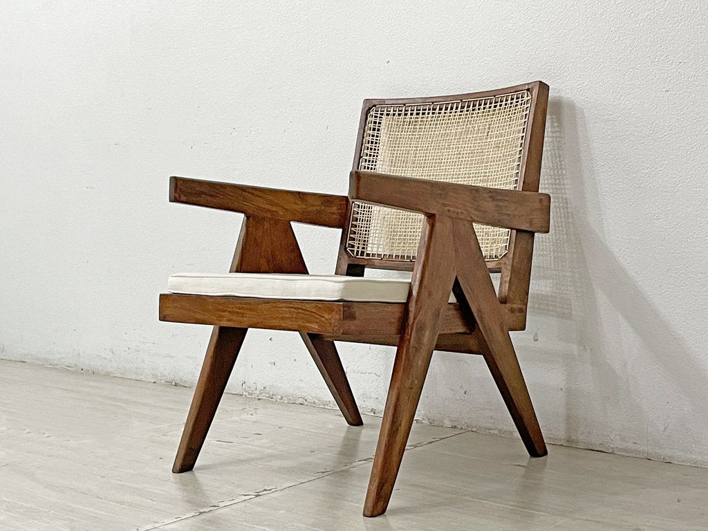 ピエール・ジャンヌレ Pierre Jeanneret イージーチェア Easy Chair チーク無垢材 チャンディーガル レター有 1955-1956 I.B.H.O/Pb/77 ビンテージ ●