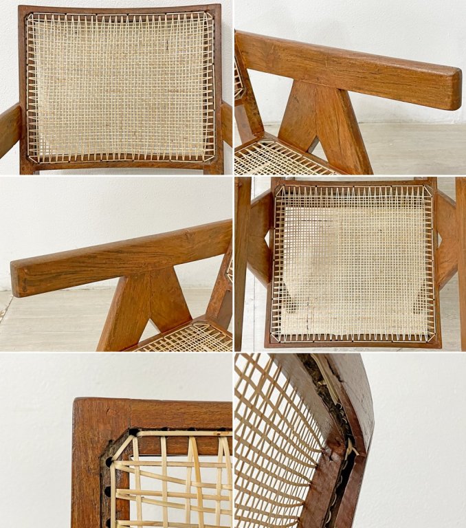 ピエール・ジャンヌレ Pierre Jeanneret イージーチェア Easy Chair チーク無垢材 チャンディーガル レター有 1955-1956 I.B.H.O/Pb/77 ビンテージ ●