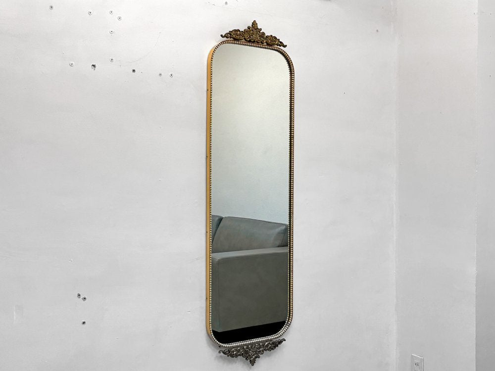 ヨーロピアンアンティークスタイル ゴールドフレーム ウォールミラー 半身鏡 姿見 壁掛け 高さ140cm ●