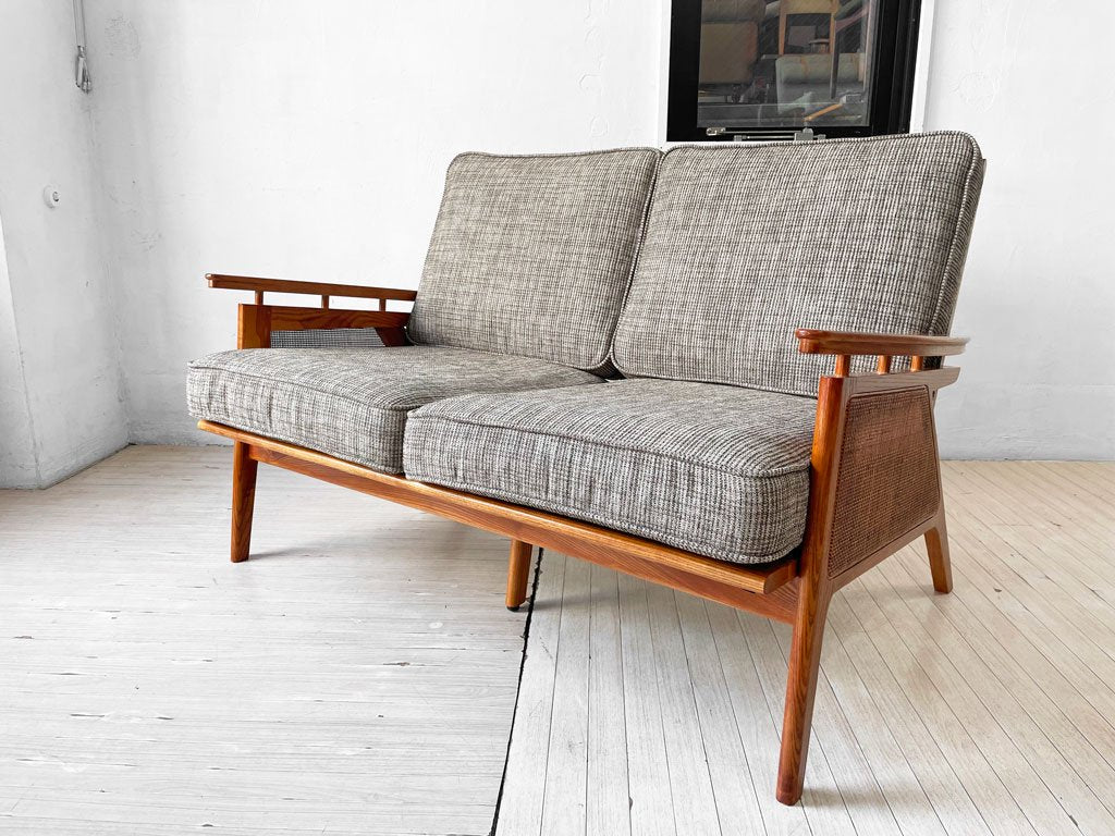 アクメファニチャー ACME Furniture ウィッカー ソファ WICKER SOFA 2P 2人掛け ハックベリー ラタン グレー USビンテージスタイル 定価149,600円 美品 ★