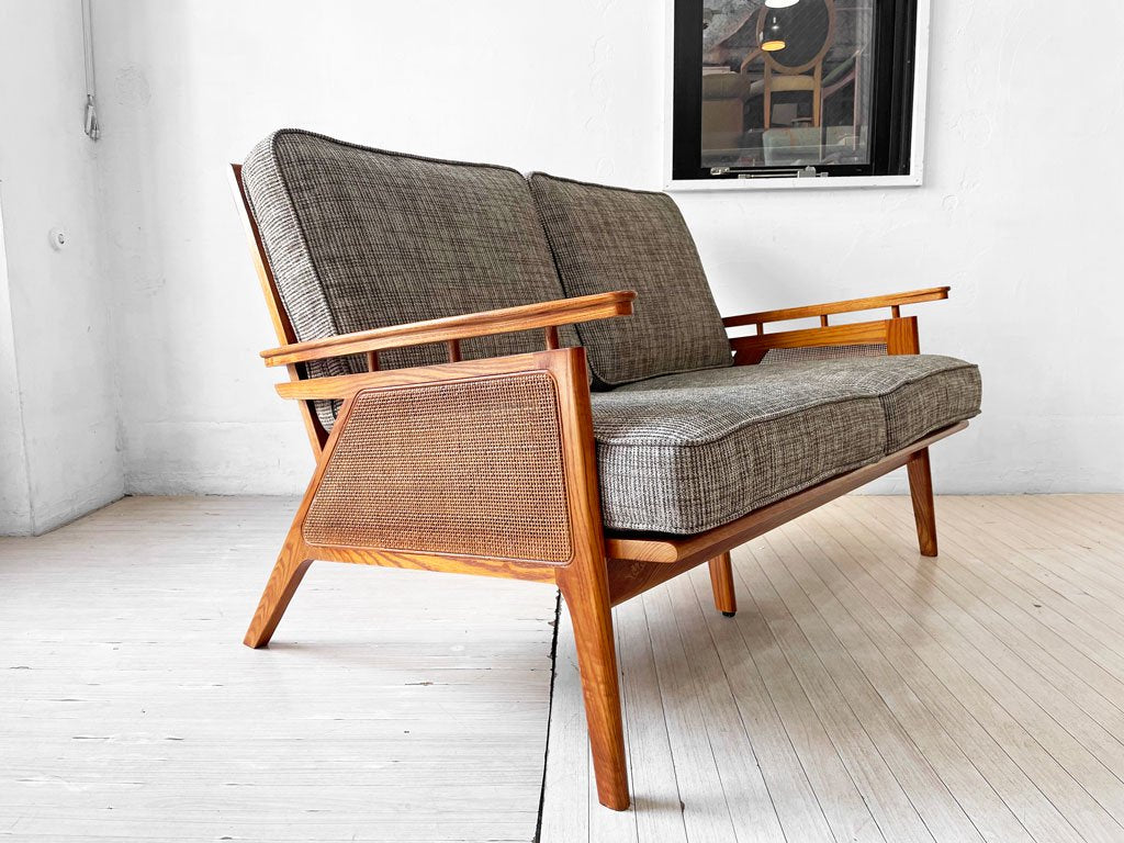 アクメファニチャー ACME Furniture ウィッカー ソファ WICKER SOFA 2P 2人掛け ハックベリー ラタン グレー USビンテージスタイル 定価149,600円 美品 ★