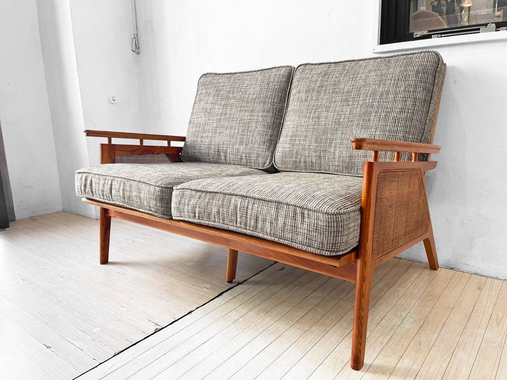 アクメファニチャー ACME Furniture ウィッカー ソファ WICKER SOFA 2P 2人掛け ハックベリー ラタン グレー USビンテージスタイル 定価149,600円 美品 ★