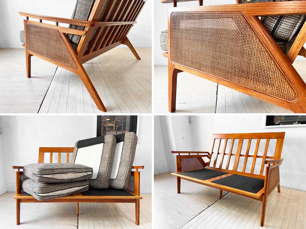 アクメファニチャー ACME Furniture ウィッカー ソファ WICKER SOFA 2P 2人掛け ハックベリー ラタン グレー USビンテージスタイル 定価149,600円 美品 ★