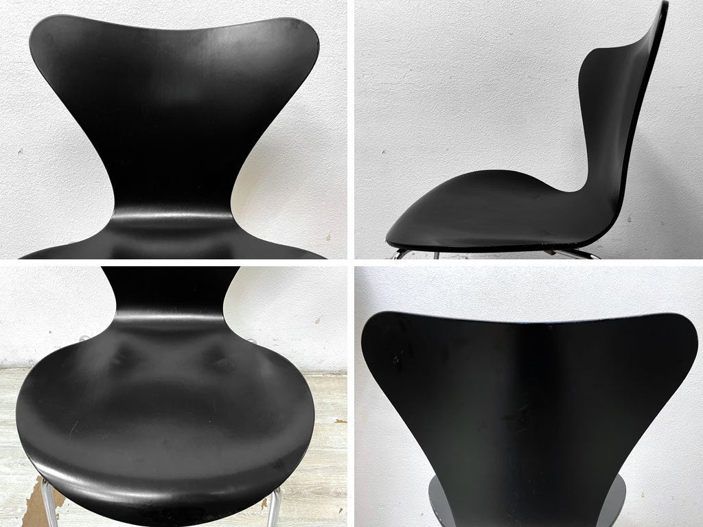 フリッツハンセン Fritz Hansen セブンチェア ブラックラッカー アルネ・ヤコブセン Arne Jacobsen スタッキングチェア デンマーク 北欧家具 C ●