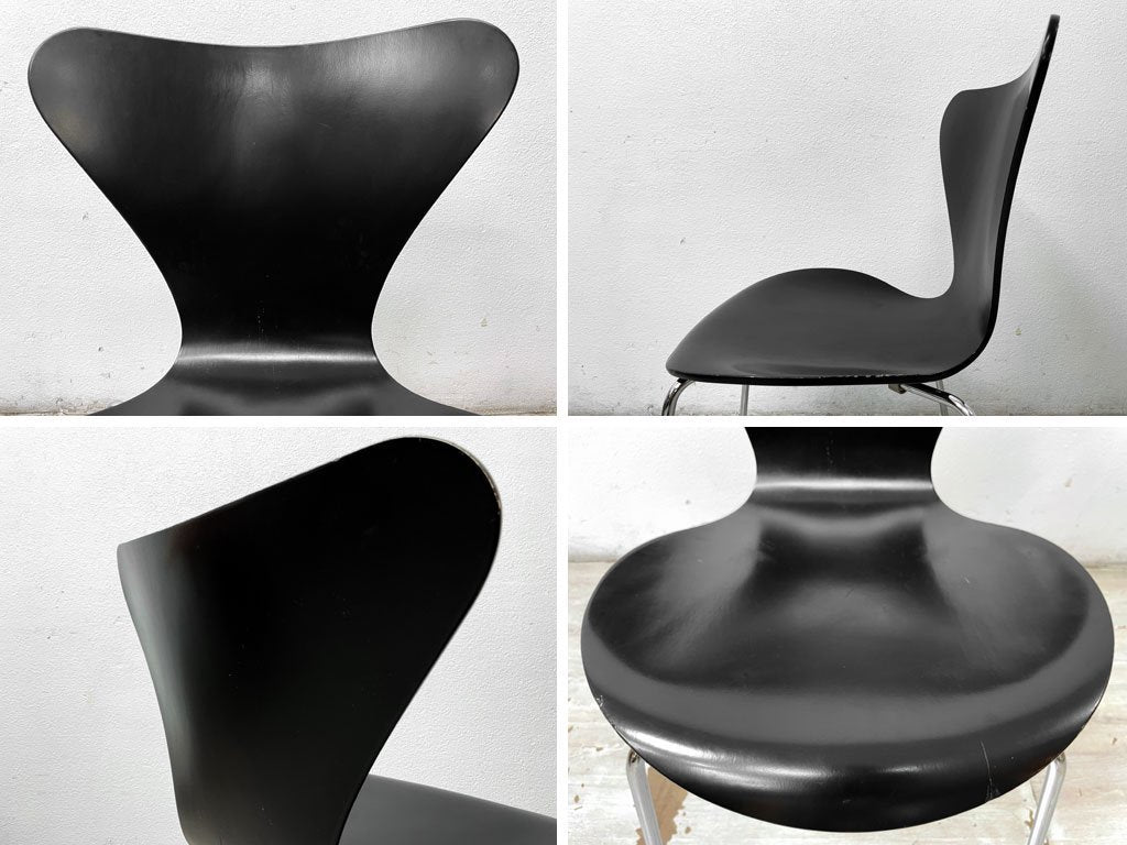 フリッツハンセン Fritz Hansen セブンチェア ブラックラッカー アルネ・ヤコブセン Arne Jacobsen スタッキングチェア デンマーク 北欧家具 B ●