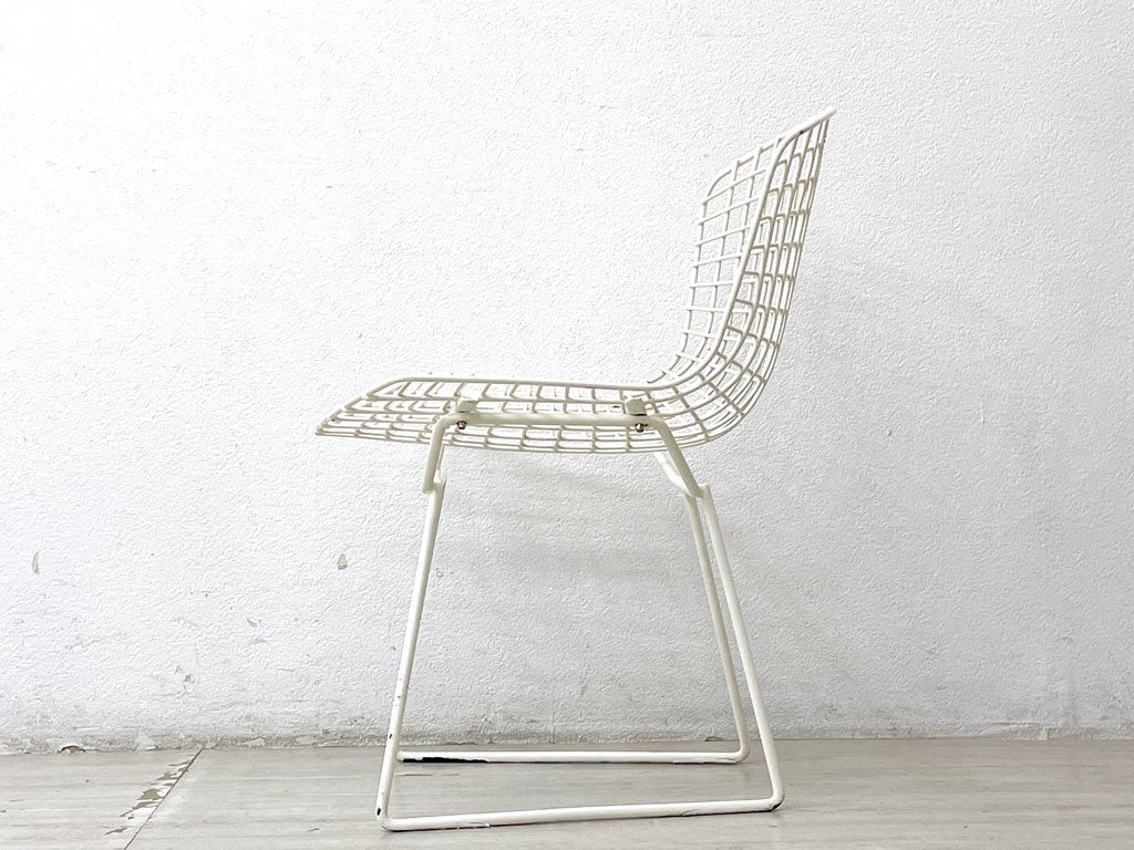 ノル Knoll 420 サイドチェア Side chair ダイニングチェア ワイヤーチェア ホワイト ハリーベルトイア Harry Bertoia ビンテージ ●