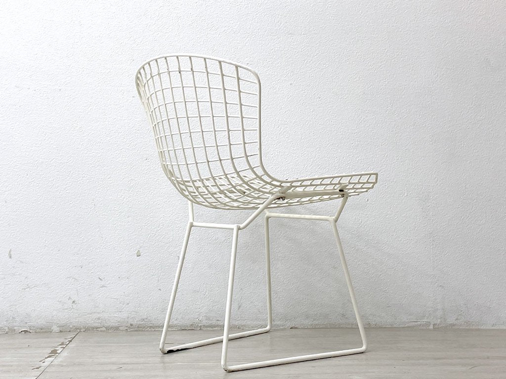 ノル Knoll 420 サイドチェア Side chair ダイニングチェア ワイヤーチェア ホワイト ハリーベルトイア Harry Bertoia ビンテージ ●