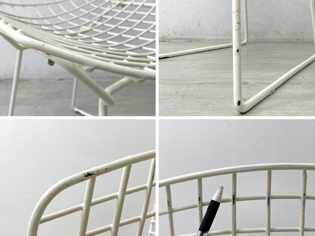 ノル Knoll 420 サイドチェア Side chair ダイニングチェア ワイヤーチェア ホワイト ハリーベルトイア Harry Bertoia ビンテージ ●