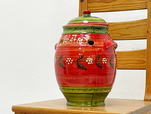 スペイン陶器 Spanish Pottery ベジタブルポット 野菜保存ポット H33cm グラナダ GRANADA購入品 民芸 ●