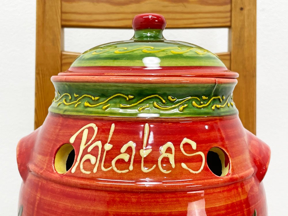 スペイン陶器 Spanish Pottery ベジタブルポット 野菜保存ポット H33cm グラナダ GRANADA購入品 民芸 ●
