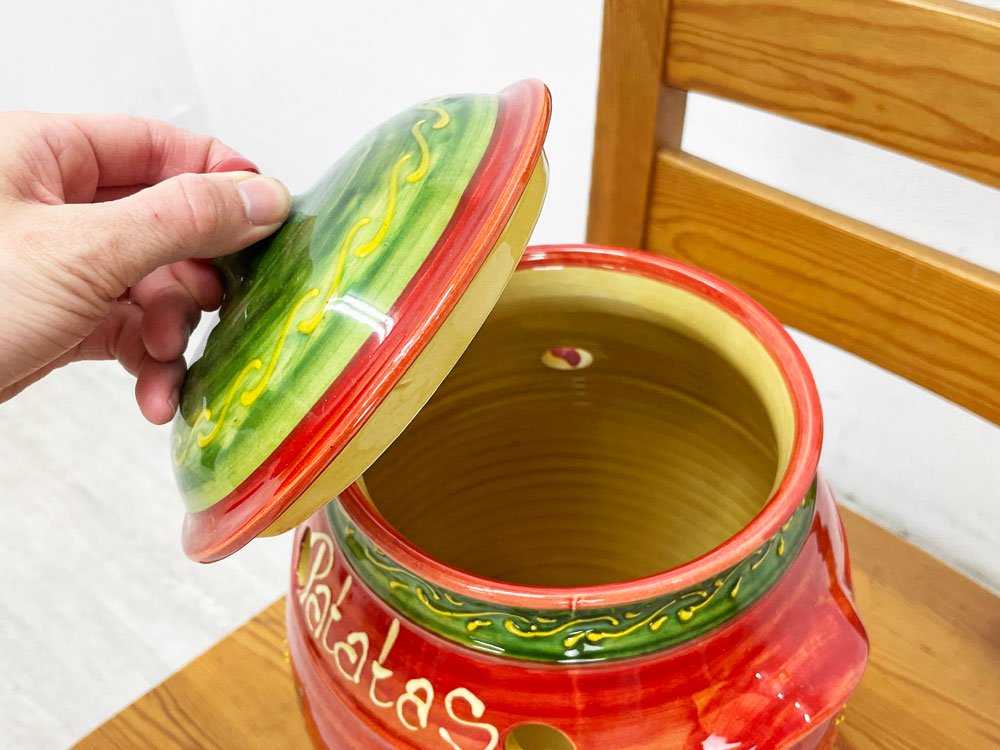 スペイン陶器 Spanish Pottery ベジタブルポット 野菜保存ポット H33cm グラナダ GRANADA購入品 民芸 ●