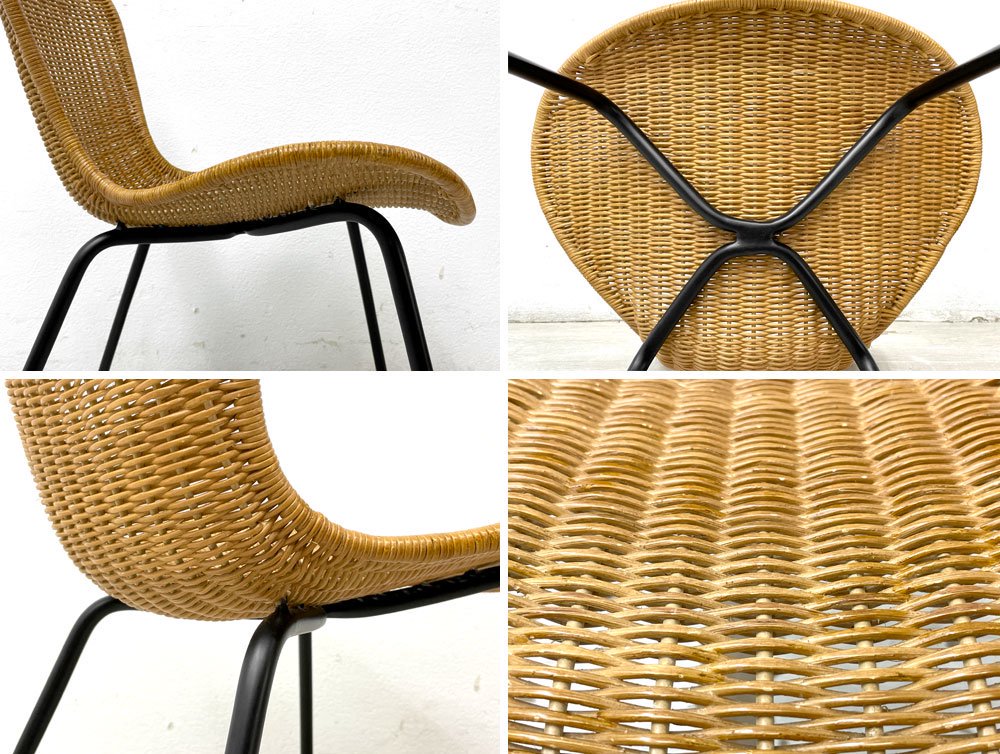 イデー IDEE マレアチェア MAREA CHAIR ダイニングチェア ラタン 籐 スチール ブラック 定価￥28,000- B ●