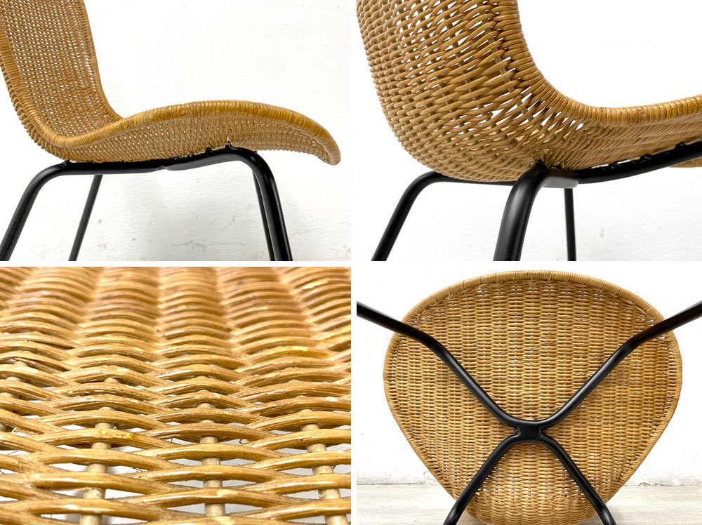 イデー IDEE マレアチェア MAREA CHAIR ダイニングチェア ラタン 籐 スチール ブラック 定価￥28,000- A ●