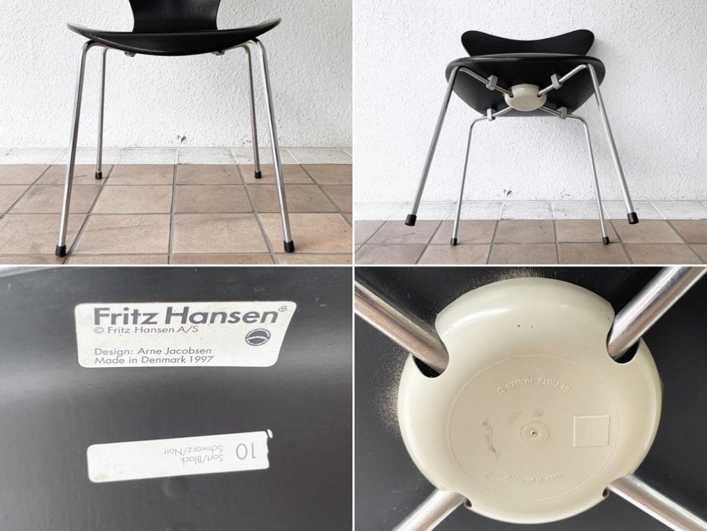 フリッツハンセン Fritz Hansen セブンチェア ダイニングチェア スタッキングチェア ラッカー ブラック アルネ・ヤコブセン 北欧 デンマーク C ◇