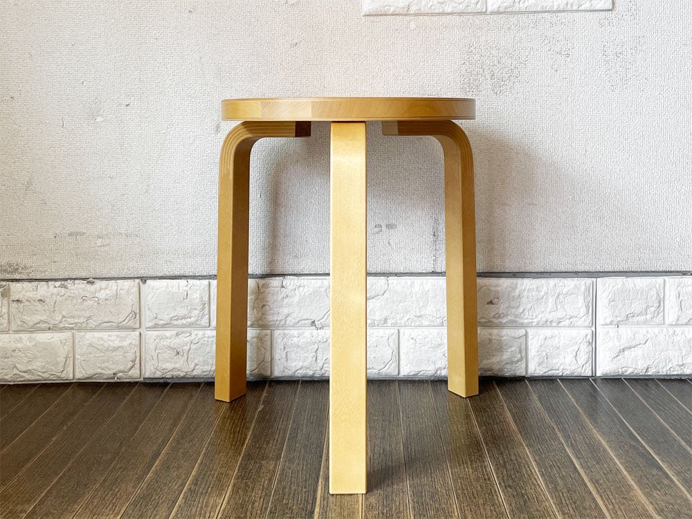 アルテック artek スツール60 Stool60 3本脚 バーチ材 ハニーステイン 90周年アニバーサリーステッカー付 定価￥47,300- ◎