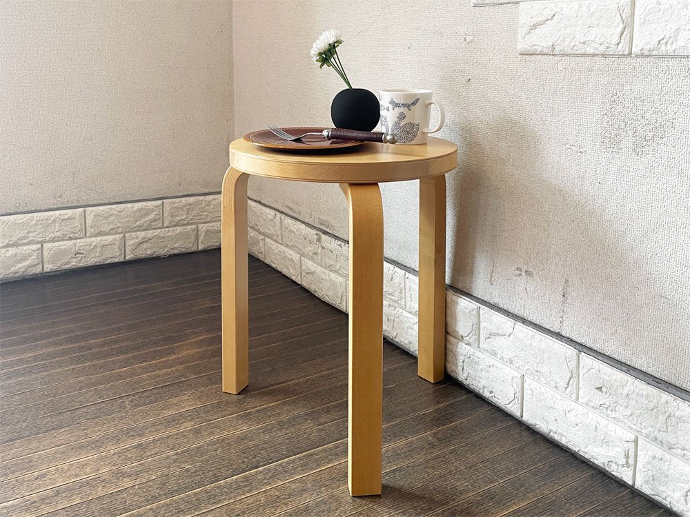 アルテック artek スツール60 Stool60 3本脚 バーチ材 ハニーステイン 90周年アニバーサリーステッカー付 定価￥47,300- ◎