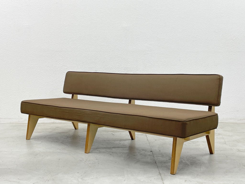 イデー IDEE ソリッドベンチ SOLID BENCH 3シーターソファ 長椅子 ブラウンファブリック アッシュ材フレーム 受注生産 定価￥185,900～ 〓