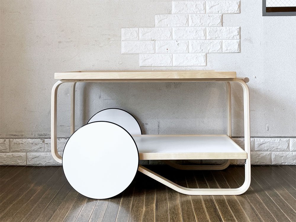 アルテック artek ティートローリー TEA TROLLEY 901 ホワイトラミネート バーチ材 アルヴァ・アアルト フィンランド 北欧家具 定価￥377,300- ◎