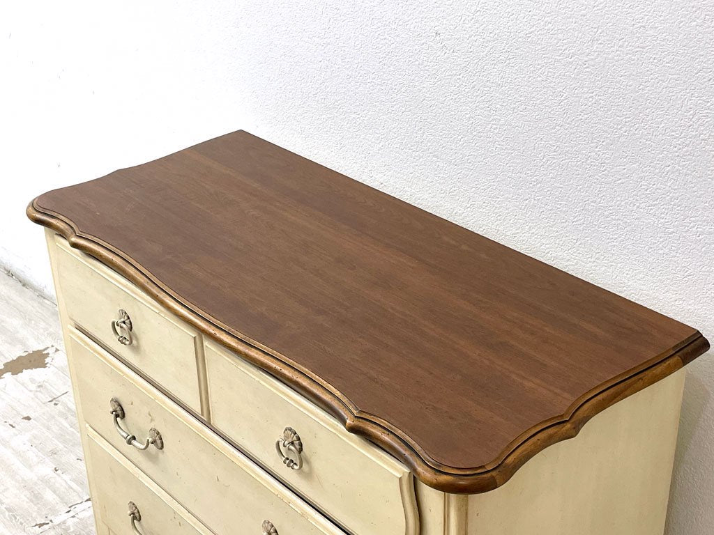 イーセンアーレン ETHAN ALLEN カントリー フレンチ チェスト Country French Chest 引出し4杯 W103 アイボリーペイント クラシカル 米国家具 ●