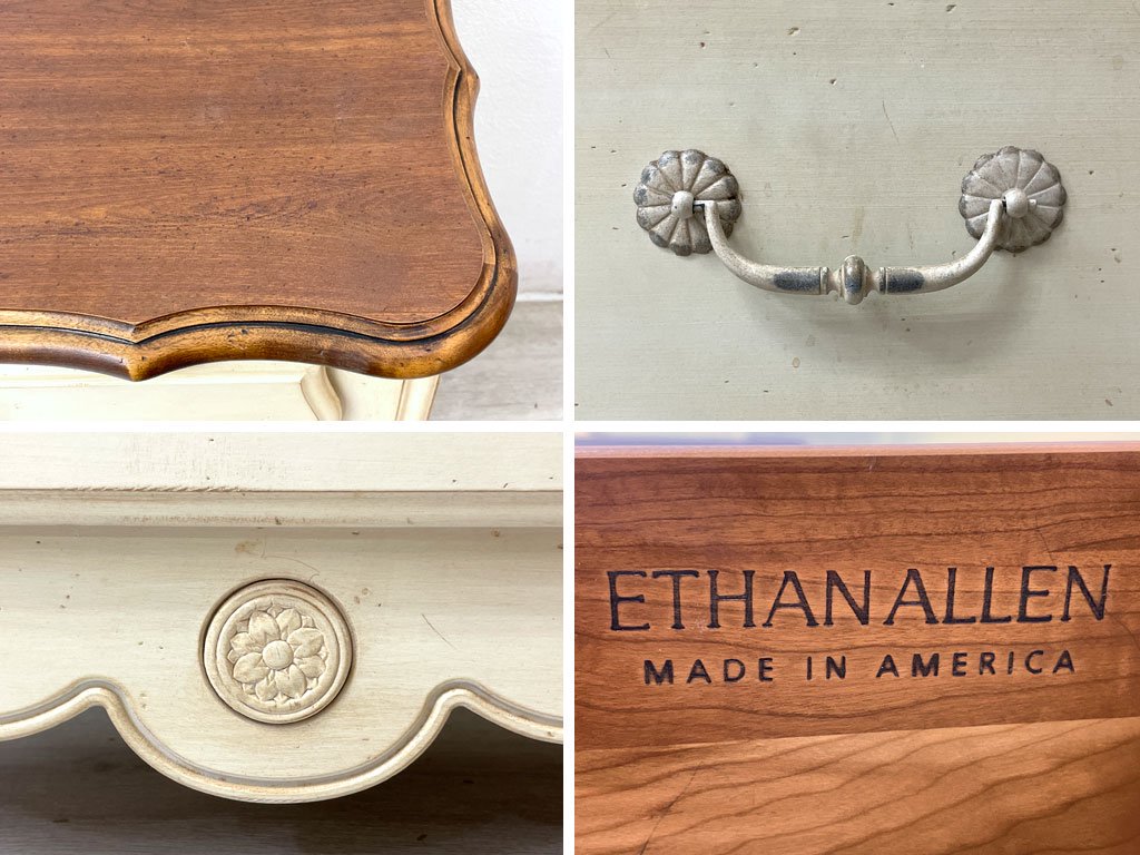 イーセンアーレン ETHAN ALLEN カントリー フレンチ チェスト Country French Chest 引出し4杯 W103 アイボリーペイント クラシカル 米国家具 ●