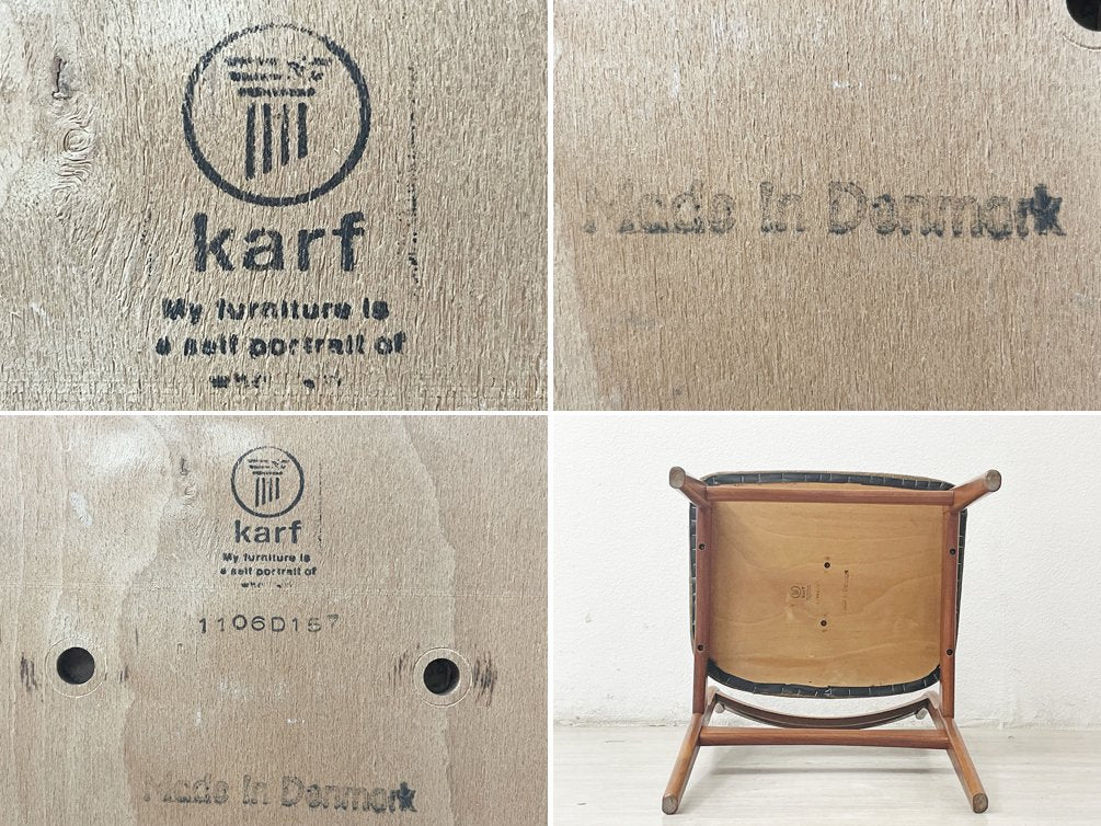 デンマークビンテージ Danish Vintage チーク材 ダイニングチェア ファブリックシート カーフ Karf購入品 北欧家具 ●