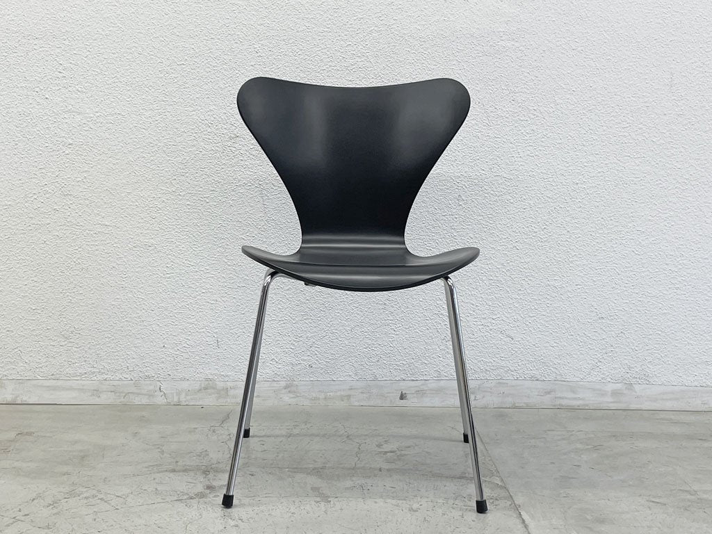 フリッツハンセン Fritz Hansen セブンチェア ダイニングチェア ブラック ラッカー再塗装 アルネ・ヤコブセン デンマーク スタッキングチェア A 〓