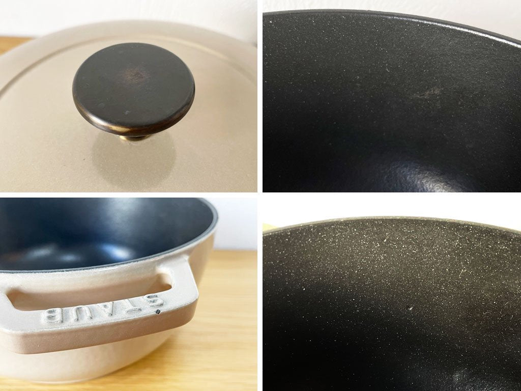 ストウブ staub ワナベ Wa-NABE Mサイズ リネン キャセロール 両手鍋 IH対応 フランス製 箱付き 美品 ★