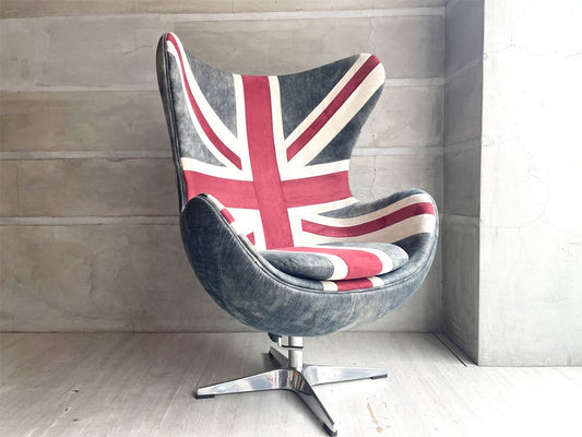 アートサム Artsome エッグチェア Egg Chair ラウンジチェア リプロダクト ジェネリック品 ユニオンジャック柄 イギリス国旗 ♪