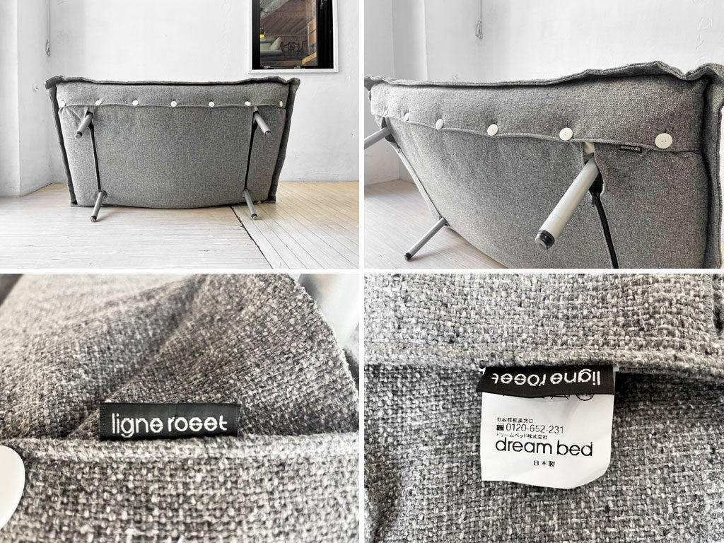 リーンロゼ ligne roset カラン1 CALIN1 パフ オットマン パスカル・ムールグ スチールレッグ カバーリング グレー系ミックスファブリック 廃番生地★