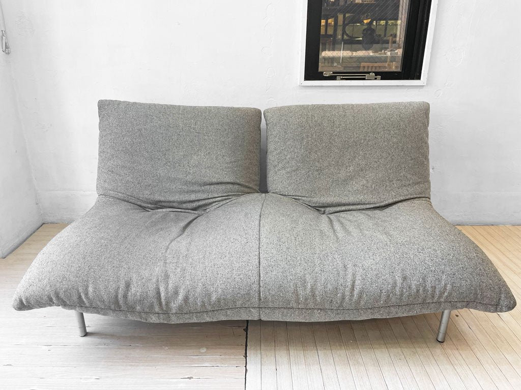 リーンロゼ ligne roset カラン2 CALIN2 2Pソファ 2人掛け パスカル・ムールグ 固定式 スチールレッグ グレー系ミックスファブリック 廃番生地 ★