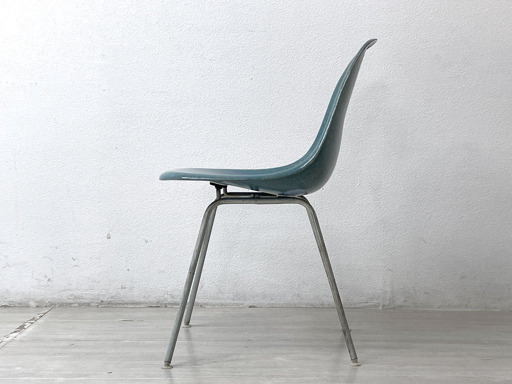 ハーマンミラー Herman Miller ビンテージ サイドシェルチェア ダイニングチェア 2nd コバルトブルー Hベース イームズ ミッドセンチュリー 希少 ●