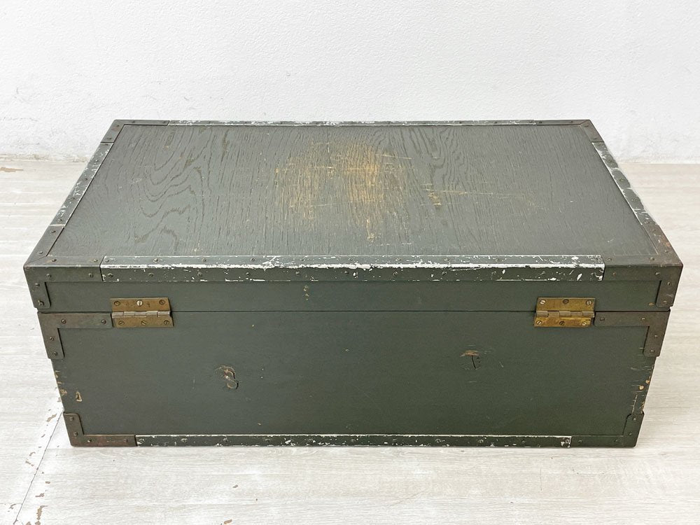 ビンテージ Vintage 木製 杉材 ペインテッド トランクケース ボックス ローテーブル 店舗什器 ●