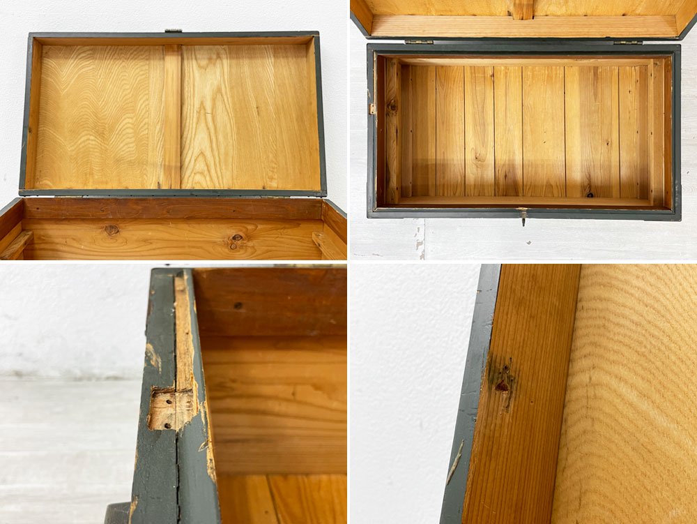 ビンテージ Vintage 木製 杉材 ペインテッド トランクケース ボックス ローテーブル 店舗什器 ●