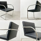 ノル knoll ブルーノ アームチェア チューブラー Brno Arm Chair Tubular ミースファンデルローエ カンチレバー ブラック PVCレザー 張替済み ●