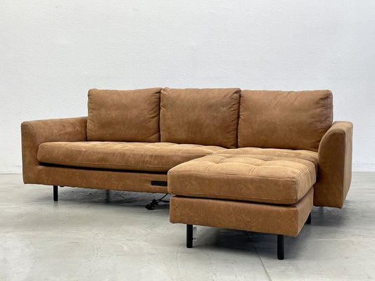 ジャーナルスタンダードファニチャー j.s.F ピーエスエフ カウチソファ PSF COUCH SOFA W212cm 3人掛けソファ オットマン レザー調 コンセント付属 参考価格165,000円〓