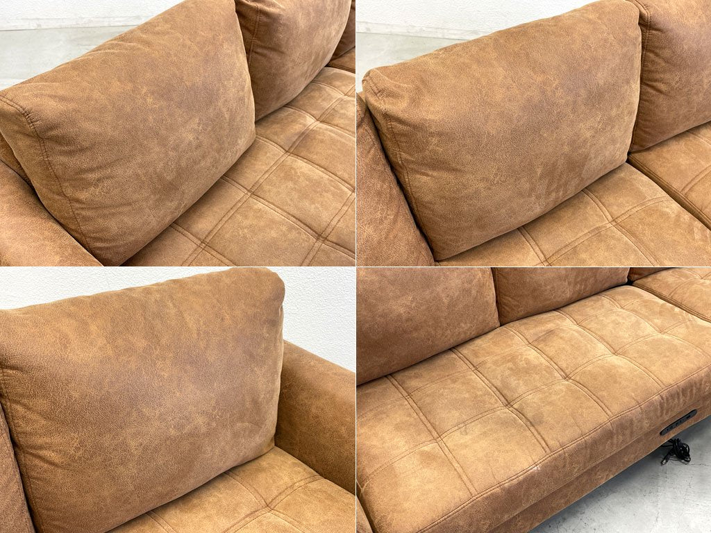 ジャーナルスタンダードファニチャー j.s.F ピーエスエフ カウチソファ PSF COUCH SOFA W212cm 3人掛けソファ オットマン レザー調 コンセント付属 参考価格165,000円〓